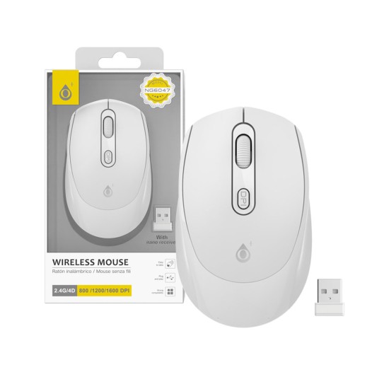 Rato sem Fio OnePlus NG6047 com Receptor Nano 2.4Ghz Branco Rato sem Fio OnePlus NG6047 com Receptor Nano 2.4Ghz Branco